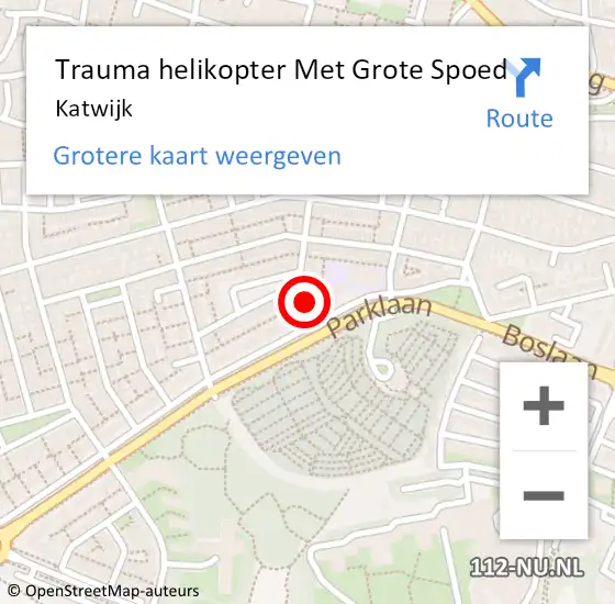 Locatie op kaart van de 112 melding: Trauma helikopter Met Grote Spoed Naar Katwijk op 26 mei 2024 16:22