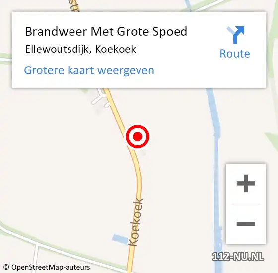 Locatie op kaart van de 112 melding: Brandweer Met Grote Spoed Naar Ellewoutsdijk, Koekoek op 26 mei 2024 16:27