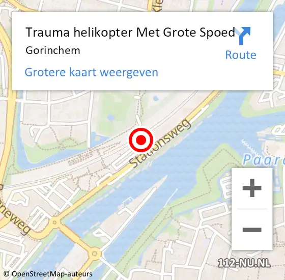 Locatie op kaart van de 112 melding: Trauma helikopter Met Grote Spoed Naar Gorinchem op 26 mei 2024 16:34