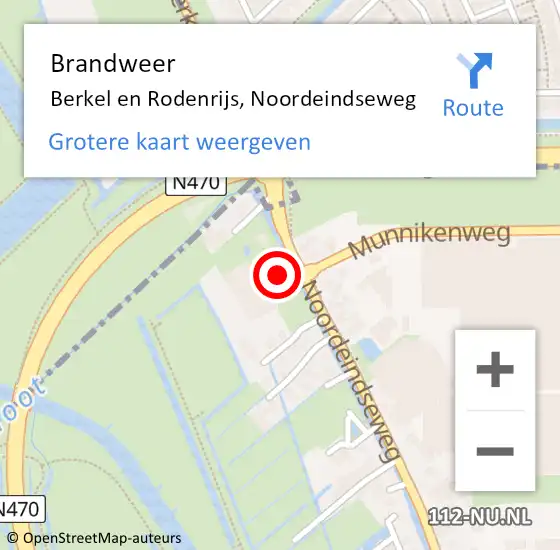 Locatie op kaart van de 112 melding: Brandweer Berkel en Rodenrijs, Noordeindseweg op 26 mei 2024 16:40