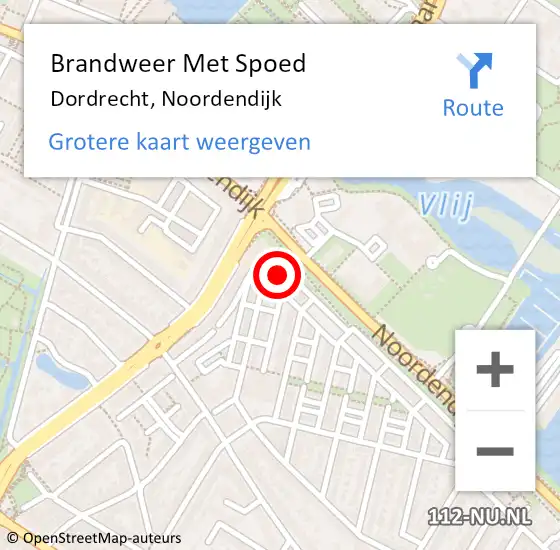 Locatie op kaart van de 112 melding: Brandweer Met Spoed Naar Dordrecht, Noordendijk op 26 mei 2024 16:50