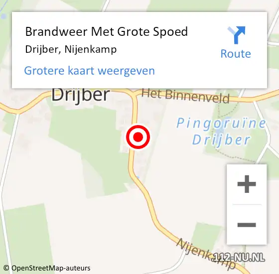 Locatie op kaart van de 112 melding: Brandweer Met Grote Spoed Naar Drijber, Nijenkamp op 26 mei 2024 16:58