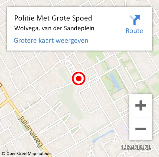 Locatie op kaart van de 112 melding: Politie Met Grote Spoed Naar Wolvega, van der Sandeplein op 26 mei 2024 17:05