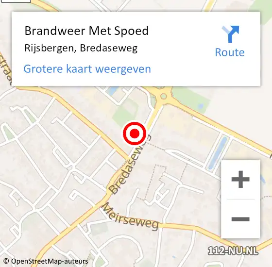 Locatie op kaart van de 112 melding: Brandweer Met Spoed Naar Rijsbergen, Bredaseweg op 26 mei 2024 17:10