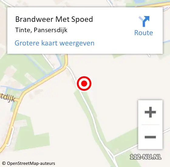 Locatie op kaart van de 112 melding: Brandweer Met Spoed Naar Tinte, Pansersdijk op 26 mei 2024 17:19