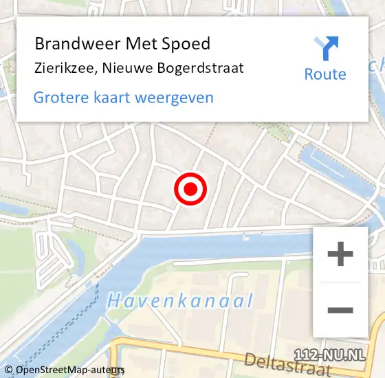 Locatie op kaart van de 112 melding: Brandweer Met Spoed Naar Zierikzee, Nieuwe Bogerdstraat op 26 mei 2024 17:26