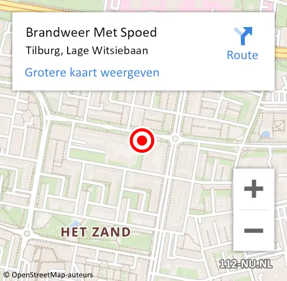 Locatie op kaart van de 112 melding: Brandweer Met Spoed Naar Tilburg, Lage Witsiebaan op 26 mei 2024 17:29