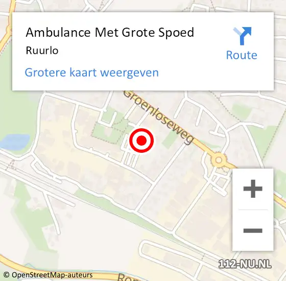 Locatie op kaart van de 112 melding: Ambulance Met Grote Spoed Naar Ruurlo op 26 mei 2024 17:31