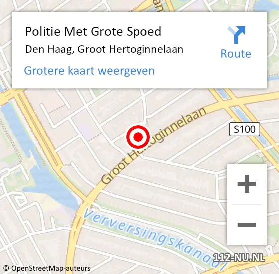 Locatie op kaart van de 112 melding: Politie Met Grote Spoed Naar Den Haag, Groot Hertoginnelaan op 26 mei 2024 17:36