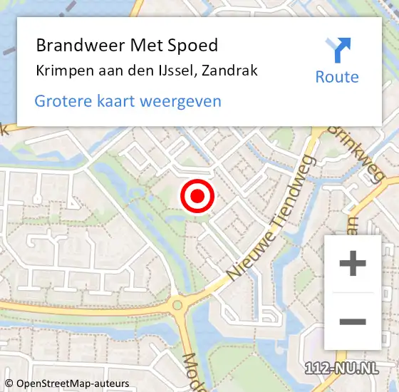 Locatie op kaart van de 112 melding: Brandweer Met Spoed Naar Krimpen aan den IJssel, Zandrak op 26 mei 2024 17:47