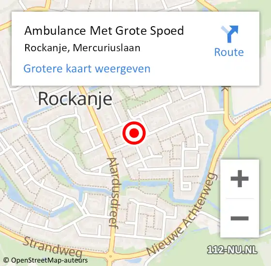 Locatie op kaart van de 112 melding: Ambulance Met Grote Spoed Naar Rockanje, Mercuriuslaan op 26 mei 2024 18:01