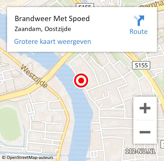 Locatie op kaart van de 112 melding: Brandweer Met Spoed Naar Zaandam, Oostzijde op 26 mei 2024 18:09