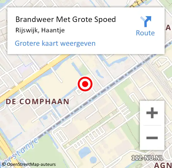 Locatie op kaart van de 112 melding: Brandweer Met Grote Spoed Naar Rijswijk, Haantje op 26 mei 2024 18:24
