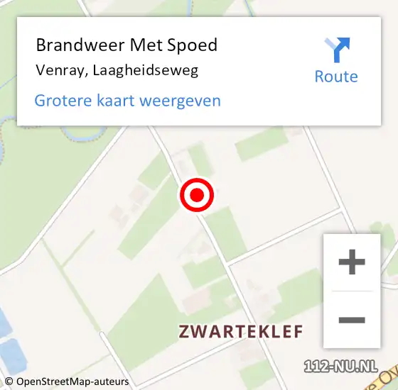 Locatie op kaart van de 112 melding: Brandweer Met Spoed Naar Venray, Laagheidseweg op 26 mei 2024 18:28