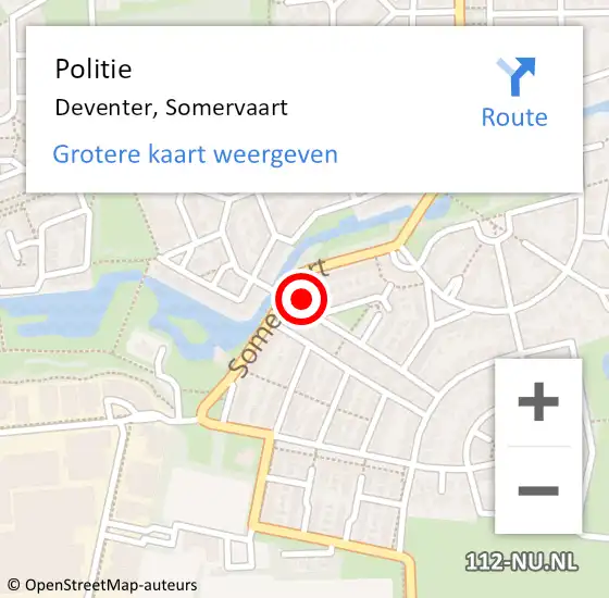 Locatie op kaart van de 112 melding: Politie Deventer, Somervaart op 26 mei 2024 18:29