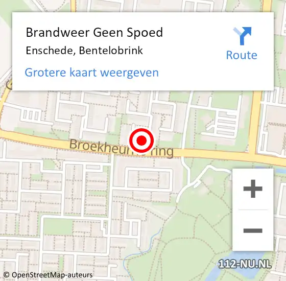 Locatie op kaart van de 112 melding: Brandweer Geen Spoed Naar Enschede, Bentelobrink op 26 mei 2024 18:30