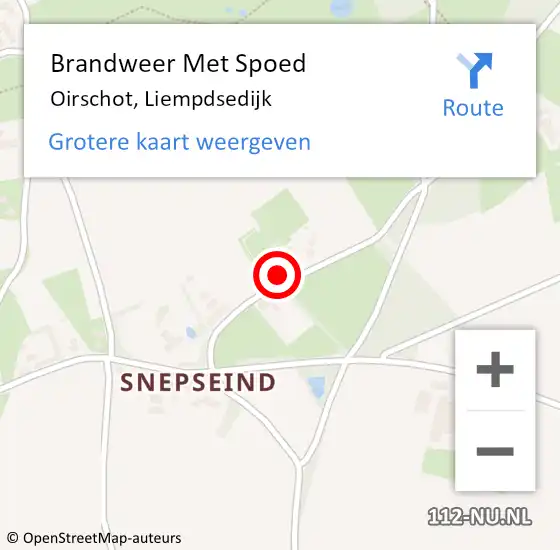 Locatie op kaart van de 112 melding: Brandweer Met Spoed Naar Oirschot, Liempdsedijk op 26 mei 2024 18:45