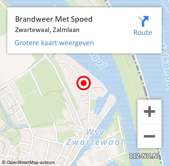 Locatie op kaart van de 112 melding: Brandweer Met Spoed Naar Zwartewaal, Zalmlaan op 26 mei 2024 18:52