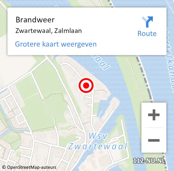 Locatie op kaart van de 112 melding: Brandweer Zwartewaal, Zalmlaan op 26 mei 2024 18:54