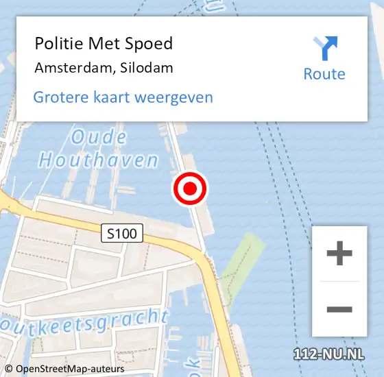 Locatie op kaart van de 112 melding: Politie Met Spoed Naar Amsterdam, Silodam op 26 mei 2024 19:11