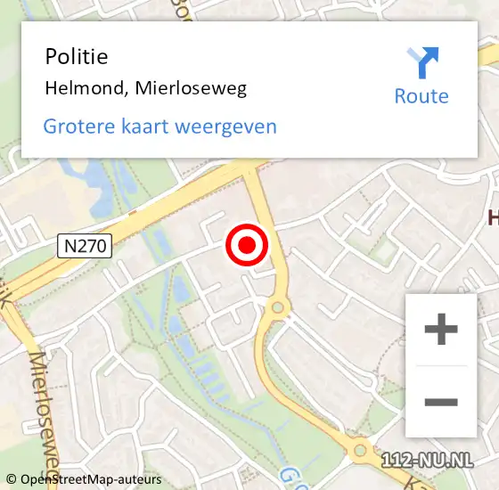 Locatie op kaart van de 112 melding: Politie Helmond, Mierloseweg op 26 mei 2024 19:25