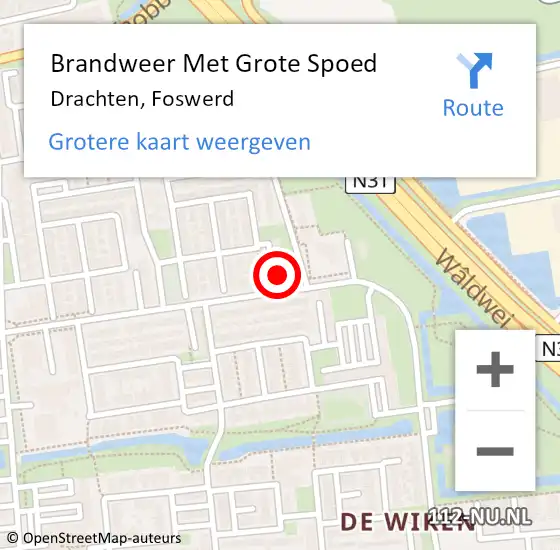 Locatie op kaart van de 112 melding: Brandweer Met Grote Spoed Naar Drachten, Foswerd op 16 oktober 2013 21:06