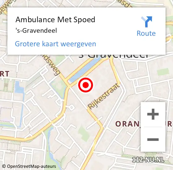 Locatie op kaart van de 112 melding: Ambulance Met Spoed Naar 's-Gravendeel op 26 mei 2024 19:49