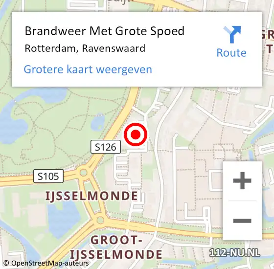 Locatie op kaart van de 112 melding: Brandweer Met Grote Spoed Naar Rotterdam, Ravenswaard op 26 mei 2024 19:49