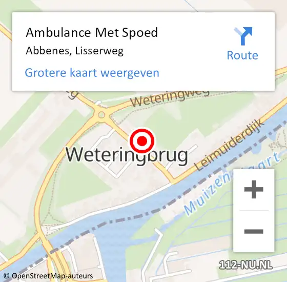 Locatie op kaart van de 112 melding: Ambulance Met Spoed Naar Abbenes, Lisserweg op 26 mei 2024 19:50