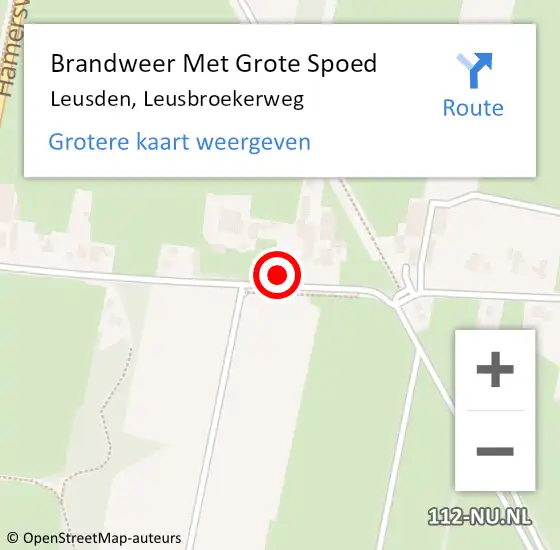 Locatie op kaart van de 112 melding: Brandweer Met Grote Spoed Naar Leusden, Leusbroekerweg op 26 mei 2024 19:56