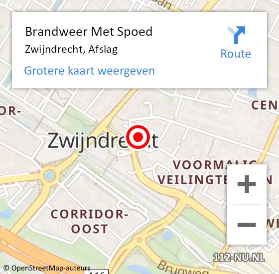 Locatie op kaart van de 112 melding: Brandweer Met Spoed Naar Zwijndrecht, Afslag op 26 mei 2024 20:18