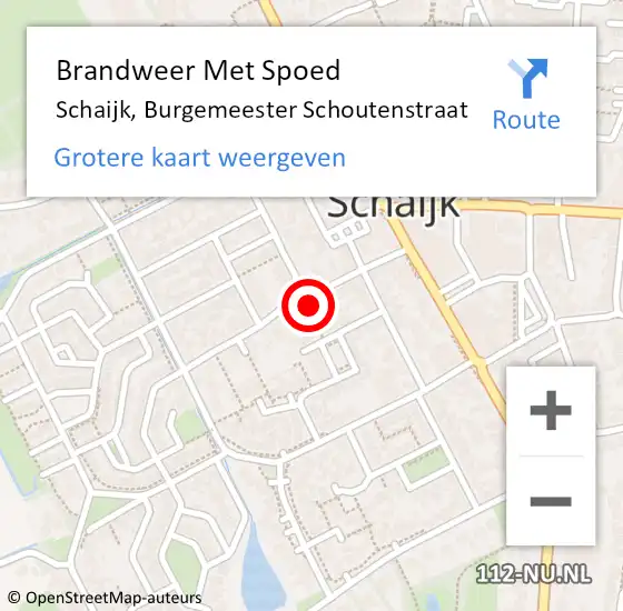 Locatie op kaart van de 112 melding: Brandweer Met Spoed Naar Schaijk, Burgemeester Schoutenstraat op 26 mei 2024 20:32