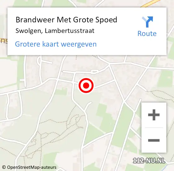 Locatie op kaart van de 112 melding: Brandweer Met Grote Spoed Naar Swolgen, Lambertusstraat op 26 mei 2024 20:38