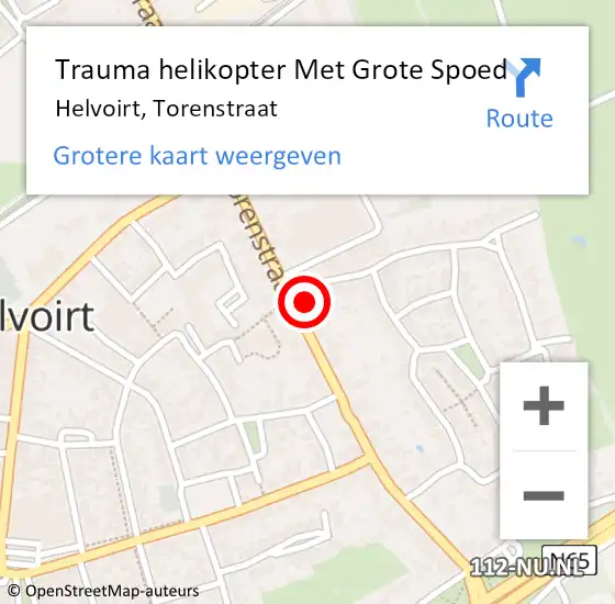 Locatie op kaart van de 112 melding: Trauma helikopter Met Grote Spoed Naar Helvoirt, Torenstraat op 26 mei 2024 21:54
