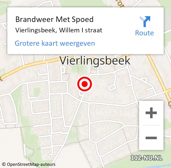 Locatie op kaart van de 112 melding: Brandweer Met Spoed Naar Vierlingsbeek, Willem I straat op 26 mei 2024 22:13