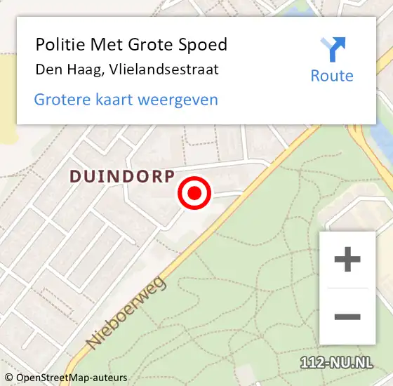 Locatie op kaart van de 112 melding: Politie Met Grote Spoed Naar Den Haag, Vlielandsestraat op 26 mei 2024 22:14