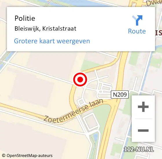 Locatie op kaart van de 112 melding: Politie Bleiswijk, Kristalstraat op 26 mei 2024 22:20