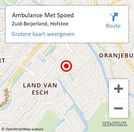 Locatie op kaart van de 112 melding: Ambulance Met Spoed Naar Zuid-Beijerland, Hofstee op 26 mei 2024 22:22