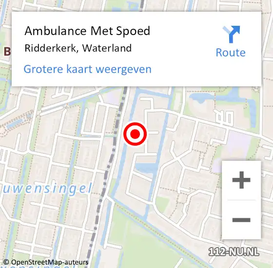 Locatie op kaart van de 112 melding: Ambulance Met Spoed Naar Ridderkerk, Waterland op 26 mei 2024 22:31