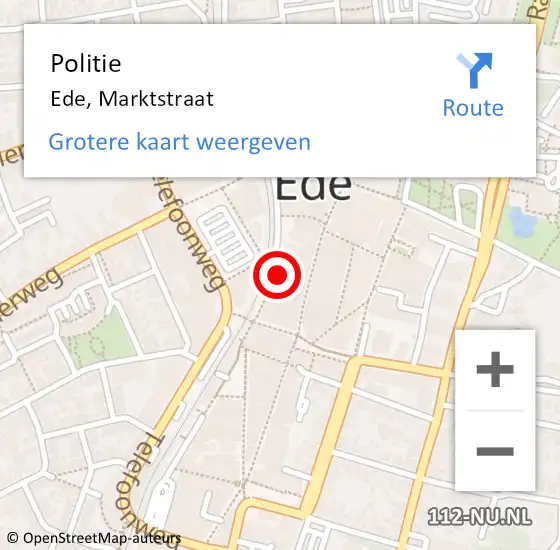 Locatie op kaart van de 112 melding: Politie Ede, Marktstraat op 26 mei 2024 22:32