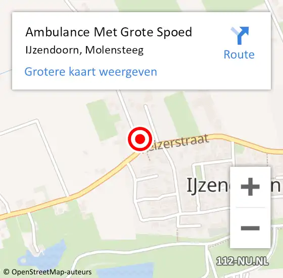 Locatie op kaart van de 112 melding: Ambulance Met Grote Spoed Naar IJzendoorn, Molensteeg op 7 oktober 2014 10:59