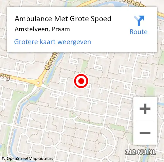 Locatie op kaart van de 112 melding: Ambulance Met Grote Spoed Naar Amstelveen, Praam op 26 mei 2024 22:48