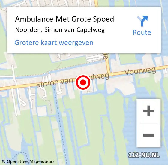 Locatie op kaart van de 112 melding: Ambulance Met Grote Spoed Naar Noorden, Simon van Capelweg op 26 mei 2024 23:08