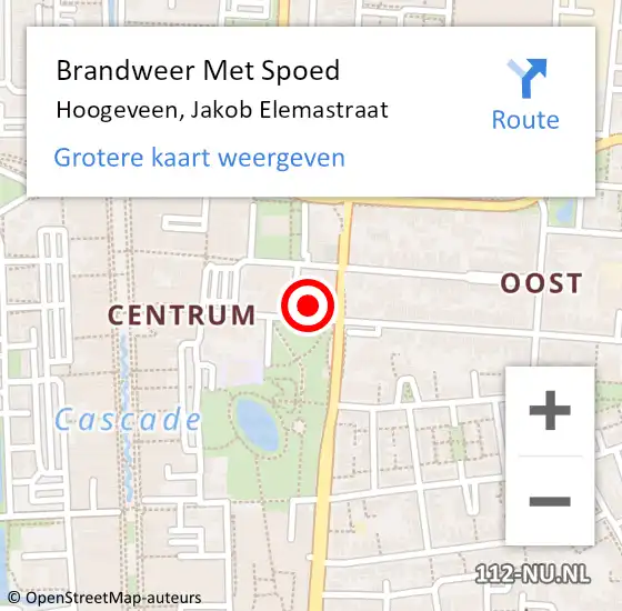 Locatie op kaart van de 112 melding: Brandweer Met Spoed Naar Hoogeveen, Jakob Elemastraat op 16 oktober 2013 21:08