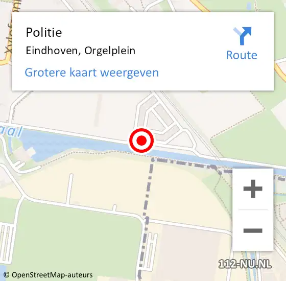 Locatie op kaart van de 112 melding: Politie Eindhoven, Orgelplein op 26 mei 2024 23:28