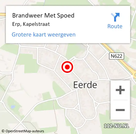 Locatie op kaart van de 112 melding: Brandweer Met Spoed Naar Erp, Kapelstraat op 26 mei 2024 23:38