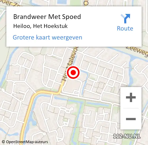 Locatie op kaart van de 112 melding: Brandweer Met Spoed Naar Heiloo, Het Hoekstuk op 26 mei 2024 23:54