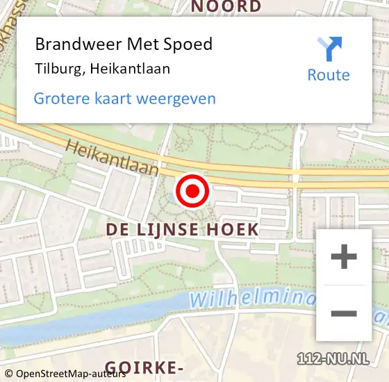 Locatie op kaart van de 112 melding: Brandweer Met Spoed Naar Tilburg, Heikantlaan op 27 mei 2024 00:16