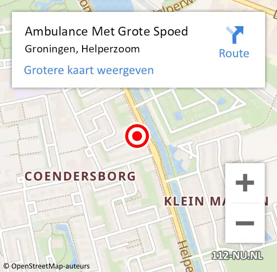 Locatie op kaart van de 112 melding: Ambulance Met Grote Spoed Naar Groningen, Helperzoom op 27 mei 2024 00:23