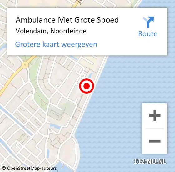 Locatie op kaart van de 112 melding: Ambulance Met Grote Spoed Naar Volendam, Noordeinde op 27 mei 2024 00:26